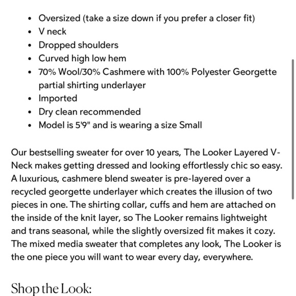 Brochu Walker The Looker Layered V-Neck Oversized Wool Cashmere Sweater Small - Picture 4 of 11